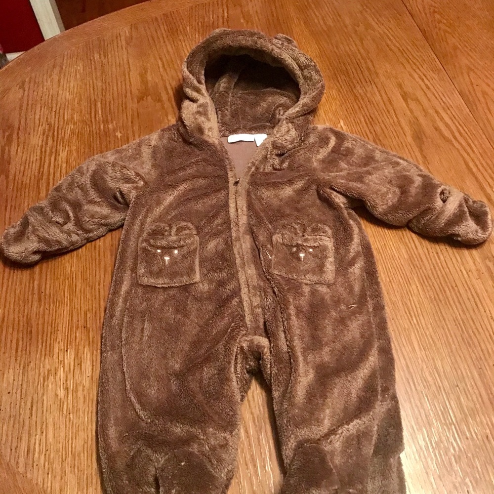Baby 3-6mos Hooded Footed Faux-Sherpa Snowsuit